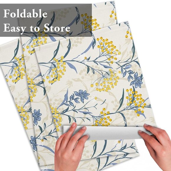 Dining Table Placemats Set Of 6Cotton Linen,Vintage Floral Plant,Heat Resistant - Picture 7 of 8